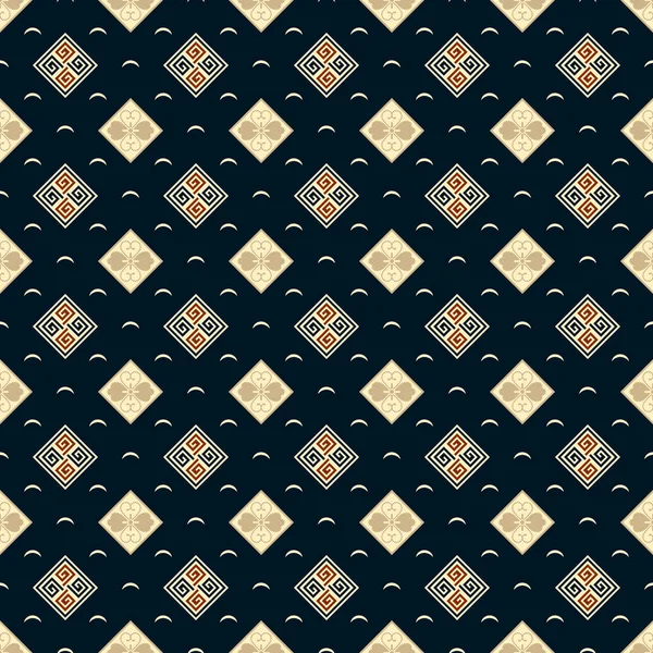 Vector sin costura azul oscuro geométrico cuadrado clásico patrón de diseño — Archivo Imágenes Vectoriales