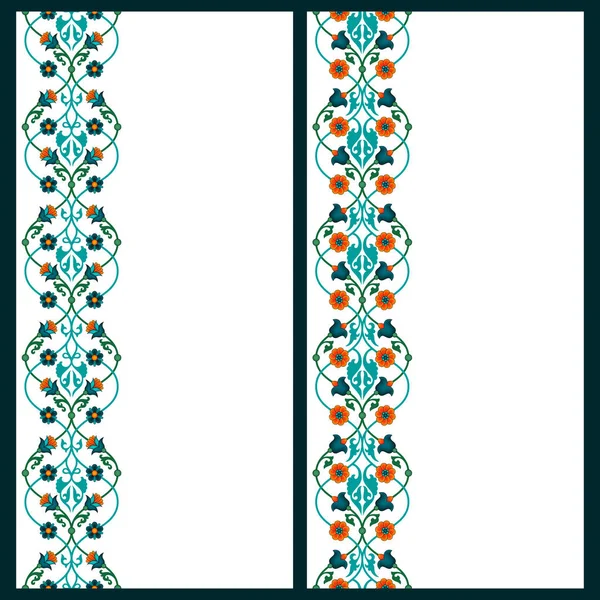 Векторный набор с двумя карточными шаблонами с прямыми цветочными традиционными арабскими украшениями — стоковый вектор