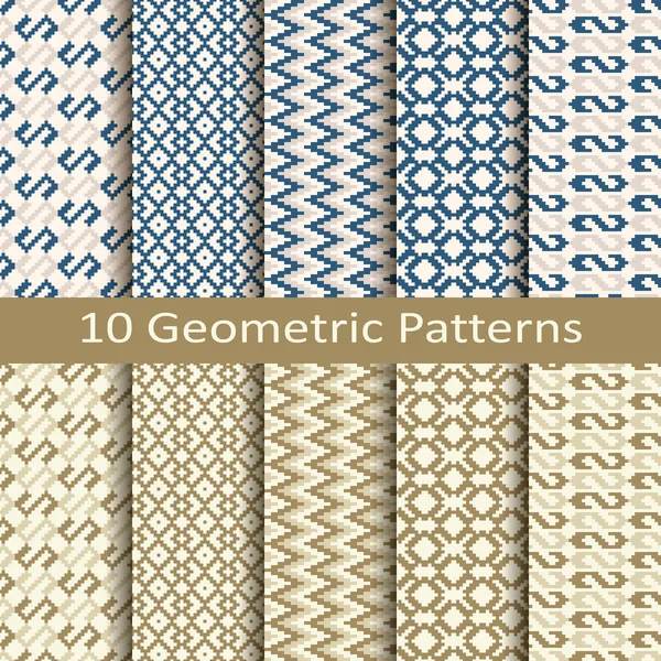 Conjunto vectorial de diez patrones geométricos — Archivo Imágenes Vectoriales