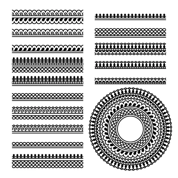 Wektor zestaw z tradycyjnych indyjskich geometryczne ozdobnych szczotki — Wektor stockowy