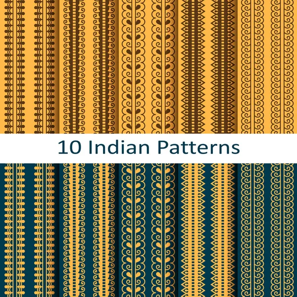 ベクトルをインドの伝統的なシームレスなベクトル パターンを設定 — ストックベクタ