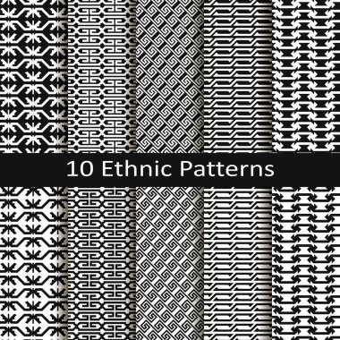 On kesintisiz vektör tek renkli etnik desenleri