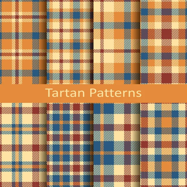Σύνολο οκτώ απρόσκοπτη διάνυσμα σκωτσέζικο tartan παραδοσιακά μοτίβα — Διανυσματικό Αρχείο