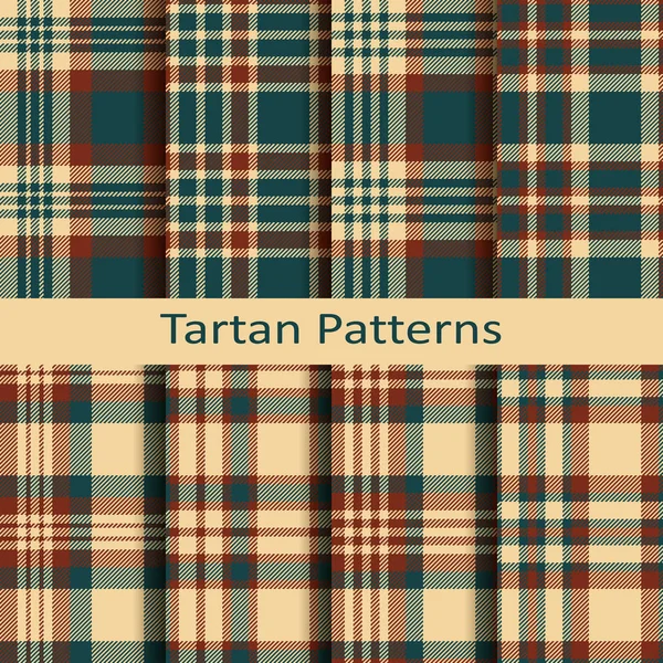 Conjunto de dez padrões de tartan vetor sem costura. design para embalagens, panos, capas —  Vetores de Stock