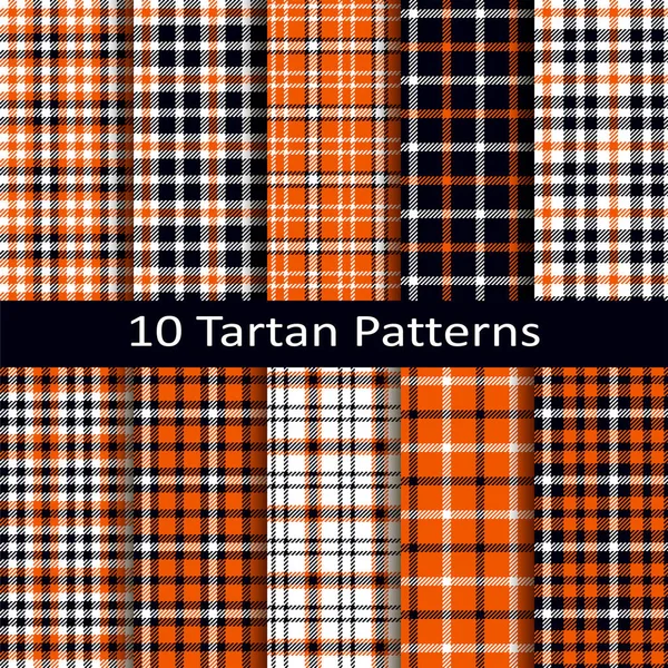 10 シームレスなベクトル タータン正方形パターンのセット — ストックベクタ