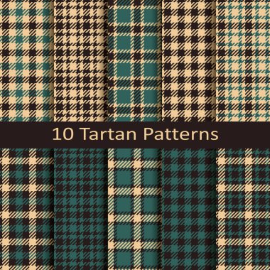 On kesintisiz vektör trendy İskoç tartan desenleri kümesi. Ambalaj, ambalaj, kapakları, bezler için tasarım