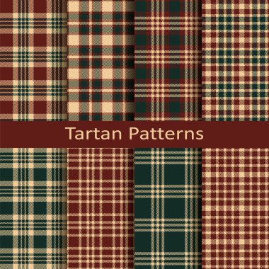 On kesintisiz vektör İskoç tartan desenleri kümesi. Tasarım kapakları, tekstil, ambalaj için