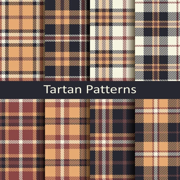 Conjunto de oito sem emenda vetor tartan square patterns.design para têxteis, capas, embalagens, natal —  Vetores de Stock