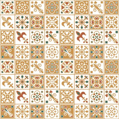 Sorunsuz vektör vintage çini desen tasarımı. Tasarım kapakları, fayans, ambalaj için