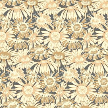 El ile sorunsuz vektör kalıbı papatya çiçekler çizilmiş. Tasarım kapakları, tekstil, ambalaj için