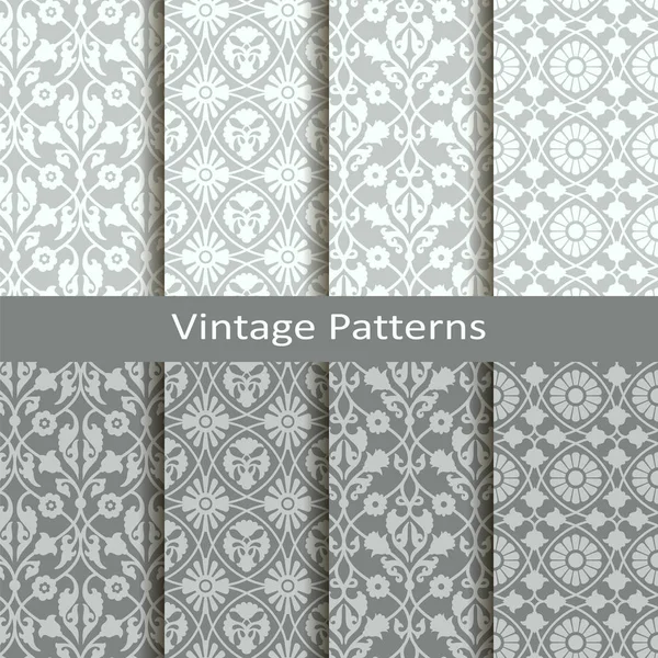 Conjunto de oito vetores antigos padrões árabes vintage. design para embalagens, capas, têxteis — Vetor de Stock