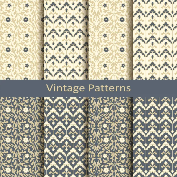 sekiz vektör vintage çiçek nazik desenleri kümesi. Ambalaj, moda, tekstil, kapakları için tasarım