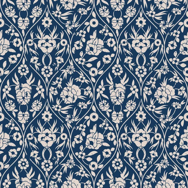 Бесшовный векторный цветочный арабеск с винтажной печатью. дизайн обложек, текстиля, упаковки — стоковый вектор
