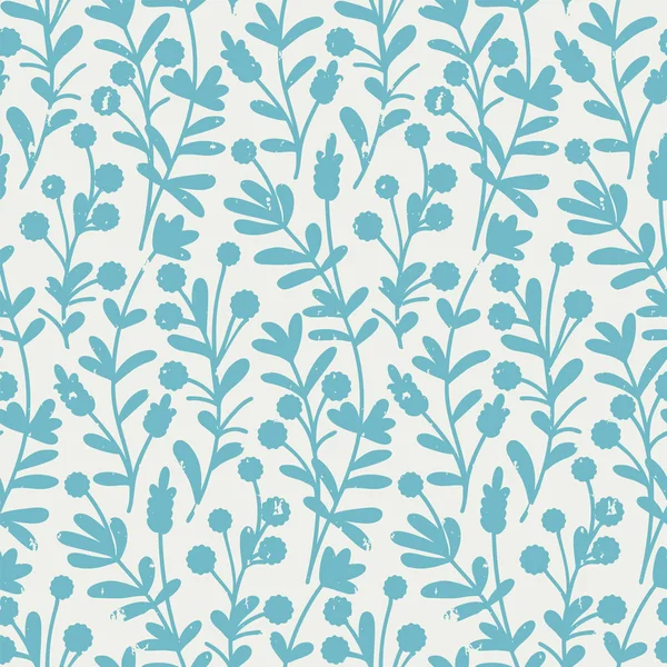Vector patrón sin costuras con azul grande dibujado a mano lindo flores — Archivo Imágenes Vectoriales