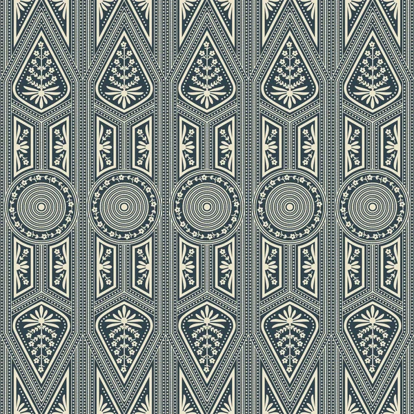 Patrón de vector sin costuras con diseño de triángulo geométrico blanco y decoración floral — Archivo Imágenes Vectoriales