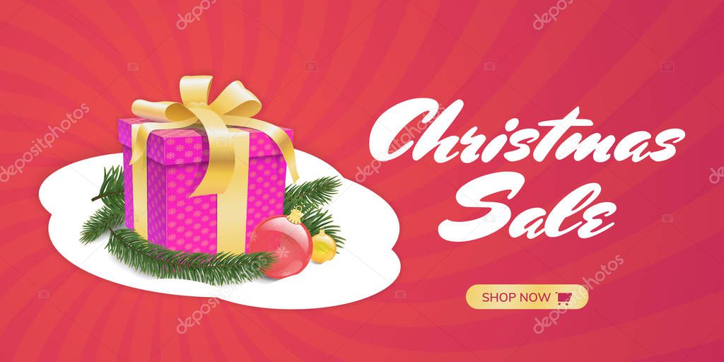 The vector discount banner for the Christmas sale and winter holidays.