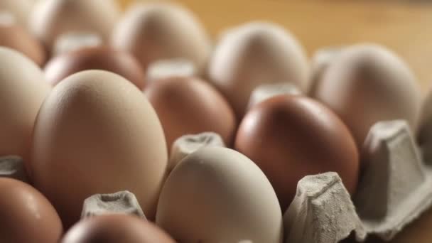 Ovos Galinha Pacote Ovos Uma Caixa Comida Saudável Natural — Vídeo de Stock