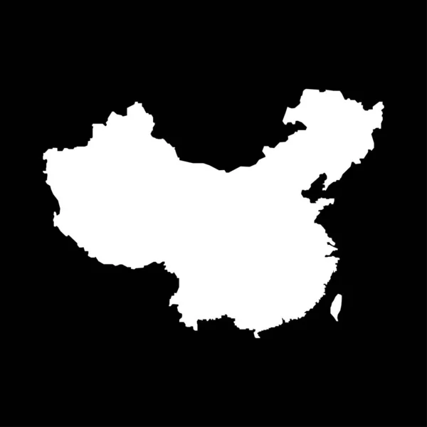 中国地图签署。 黑色底色上的白色... — 图库矢量图片
