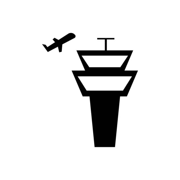 Airfield Airplane Sign Black Icons — ストックベクタ
