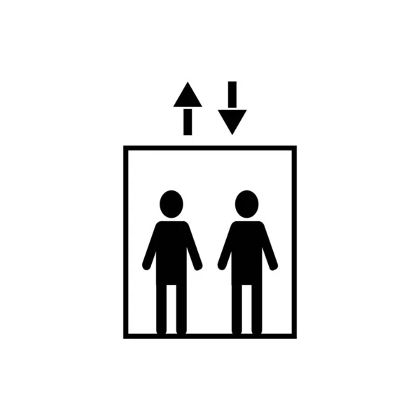 Een Liftbord Mensen Lift Pijl Neer Teken — Stockvector