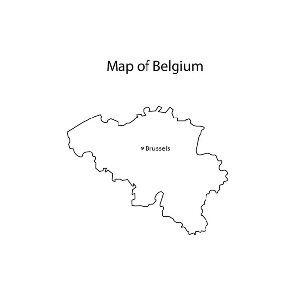 Kaart van België met de aangegeven locatie van hoofdstad Brussel teken — Stockvector