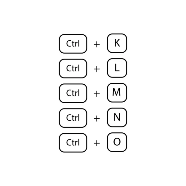 Tastaturkürzel ctrl + k.l, m, n, o-Zeichen. — Stockvektor