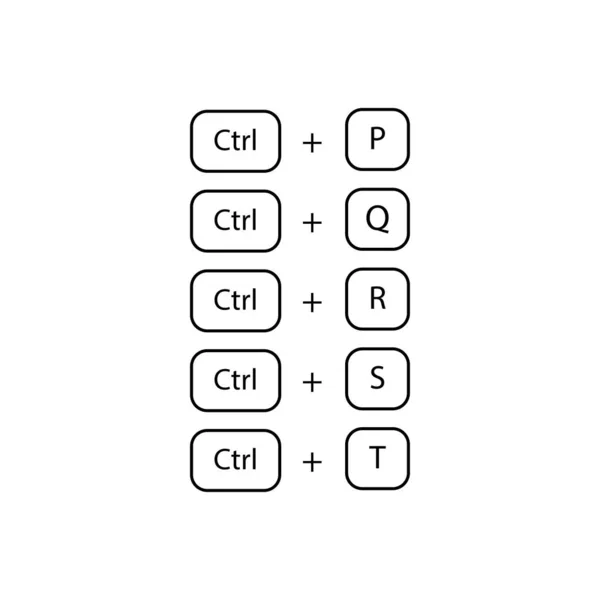 Kombinacja skrótów klawiszowych Ctrl + P, Q, R, S, T. — Wektor stockowy