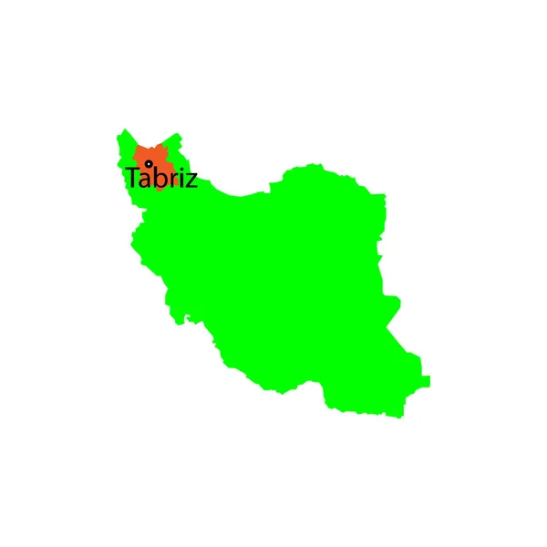 Tabriz Marcado Mapa Irán Signo — Vector de stock