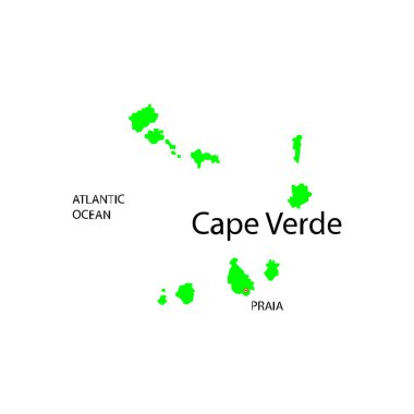 Yeşil ve kırmızı Praia işaretli Cape Verde Adası haritası.