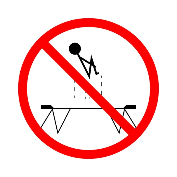 Forbidden somersault on a trampoline sign. Only professionals ca — Stock Vector