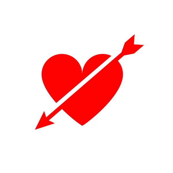 Rotes Herz-Symbol mit Pfeil - Vektorabbildung Folge zehn — Stockvektor
