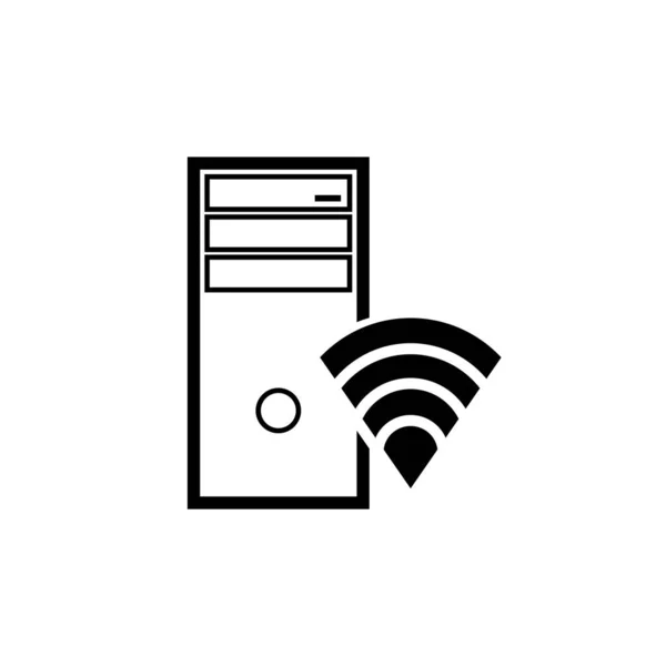 带有wifi符号矢量图解的计算机 — 图库矢量图片