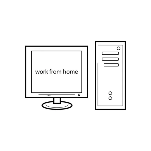 Praca Komputerem Napisem Ekranowym Domu — Wektor stockowy