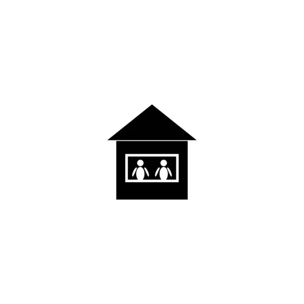Deux Personnes Maison Signe Mise Quarantaine — Image vectorielle