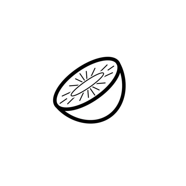 Une Demi Icône Kiwi Signe Lignes Minces — Image vectorielle