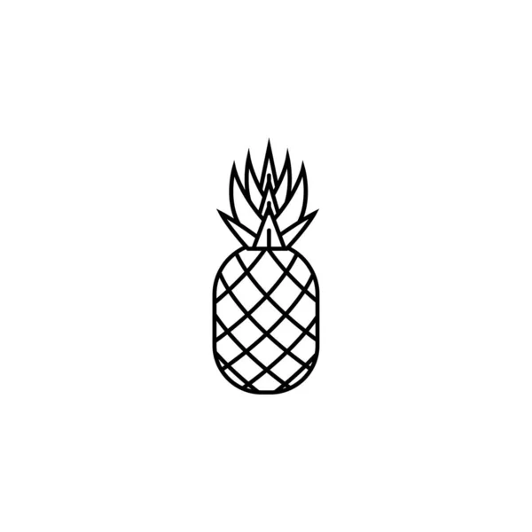 菠萝水果图标 简单的线条 — 图库矢量图片