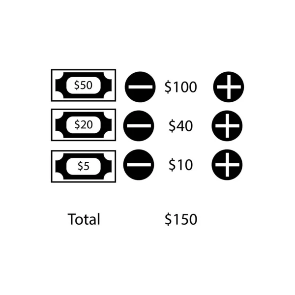 Вибір Грошей Яких Деномінація Скільки Витягнути Знак Банкомату Знак Долара — стоковий вектор