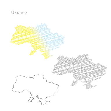 Ulusal renkleri ile Ukrayna'nın stilize haritaların seti