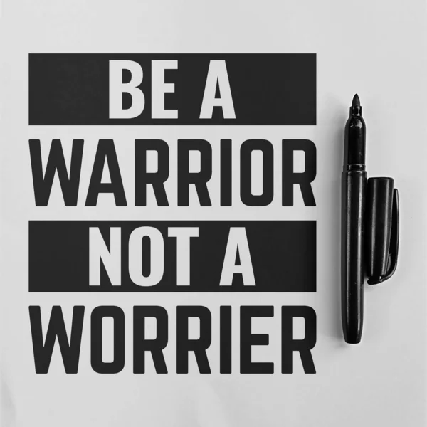 Warrior Worrier Unique Trendy Motivational Inspirational Quote — Stock Photo, Image