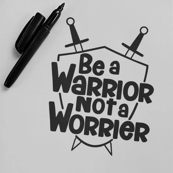 Warrior Worrier Unique Trendy Motivational Inspirational Quote — Stock Photo, Image