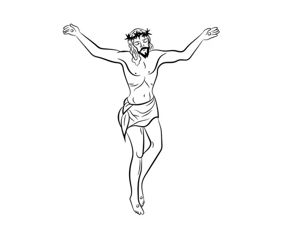 Jesus on the cross. Crucifixion of Jesus on the cross in isolate on a white background. Vector illustration.