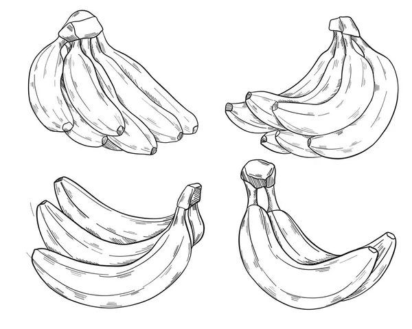 Conjunto Bananas Estilo Clipart Isolado Fundo Branco Ilustração Vetorial — Vetor de Stock