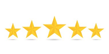 Vektör illüstrasyonu 5 altın yıldız beyaz arkaplan