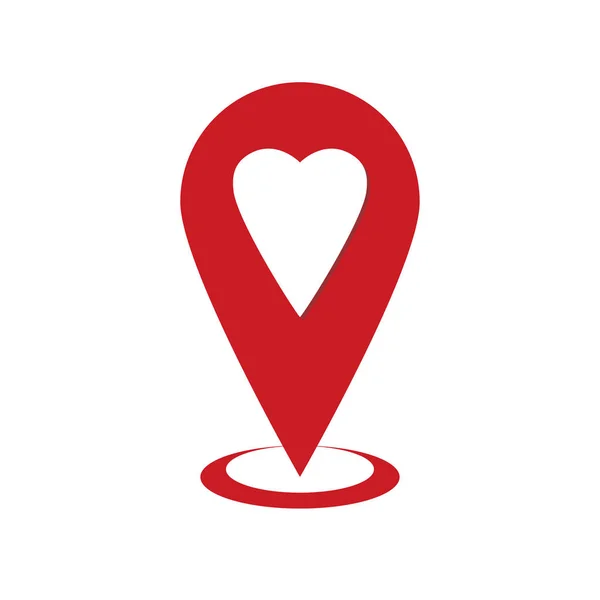 Karte Pin Liebe Standort Marker Taste Vektor — Stockvektor