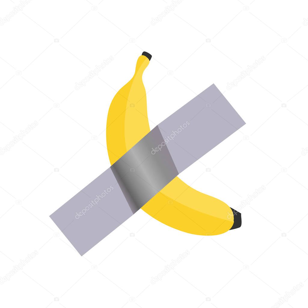 duct tape banana wall white background vector