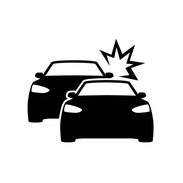Accidente de coche negro icono blanco vector de fondo — Vector de stock