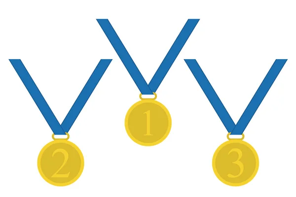 Drie gouden medaille award witte achtergrond vector — Stockvector