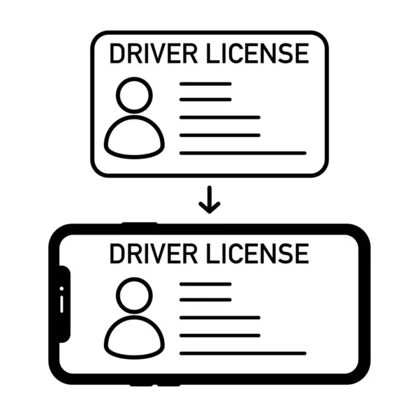 Licencia de conducir digital en el vector del teléfono móvil — Vector de stock