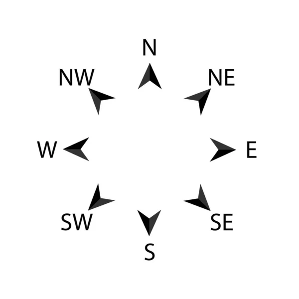 Kompas ikon arah utama vektor latar belakang putih - Stok Vektor