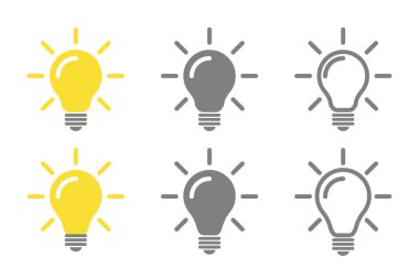 Bir dizi ampul fikri izole edilmiş vektör